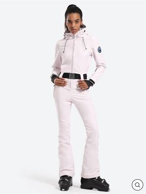 Ski & Snow Women's Pale Pink Hooded One-Piece Snow Suit